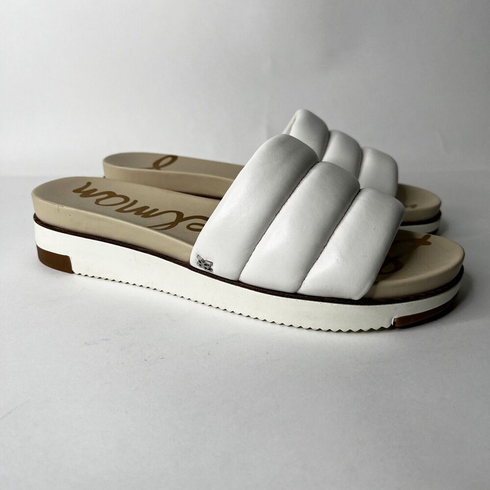 Sam Edelman Annalisa Sandal White Leather Slide Platform Women Size 10